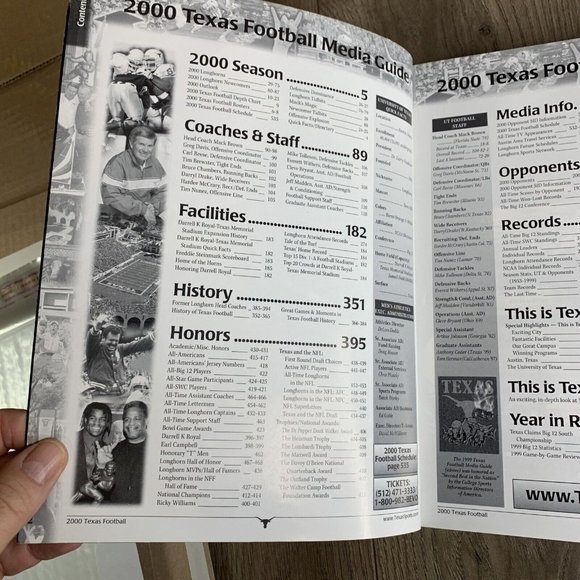 2000 Texas Longhorns Football Media Guide Simms UT Longhorns - Picture 9 of 10